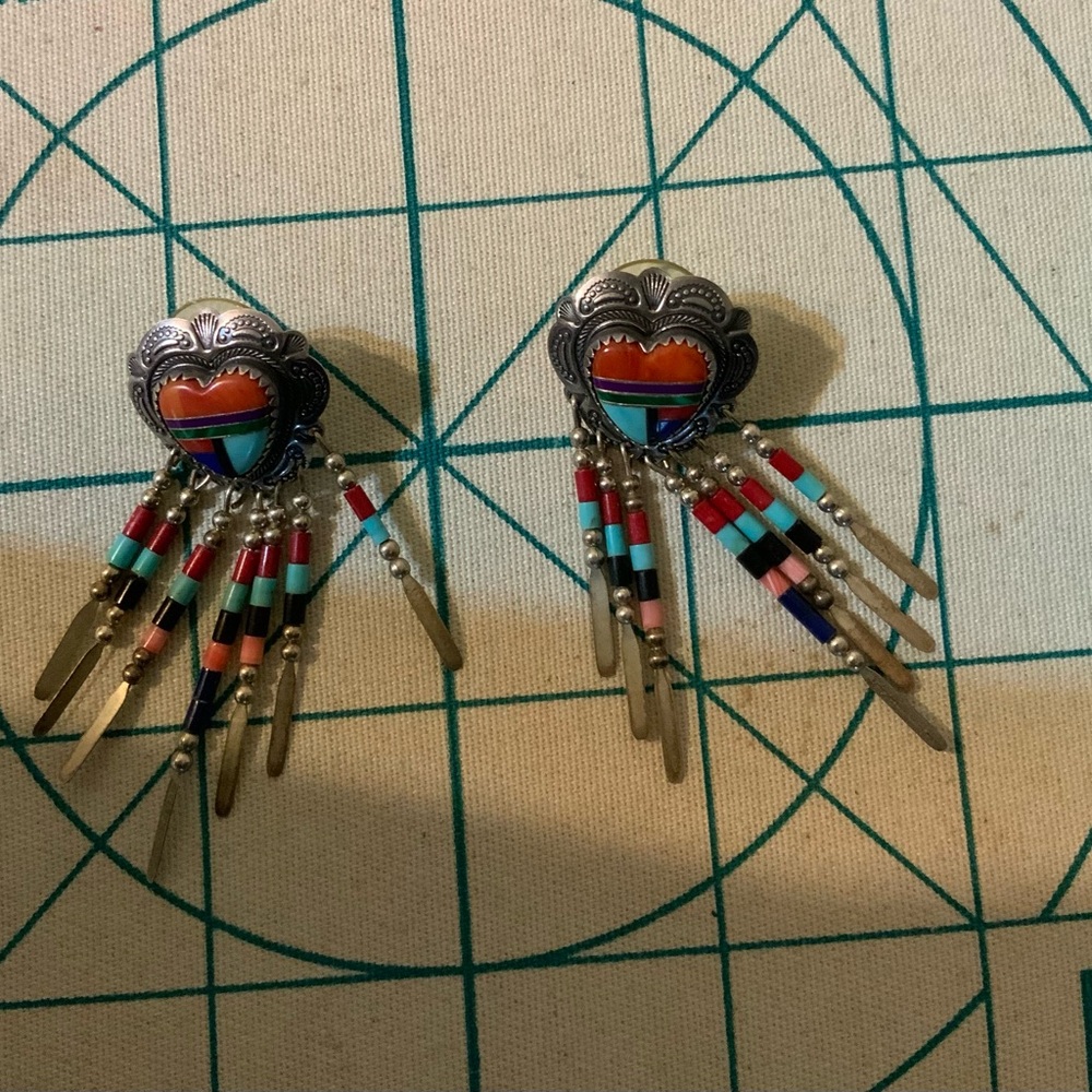 Colorful Heart Dangle Earrings